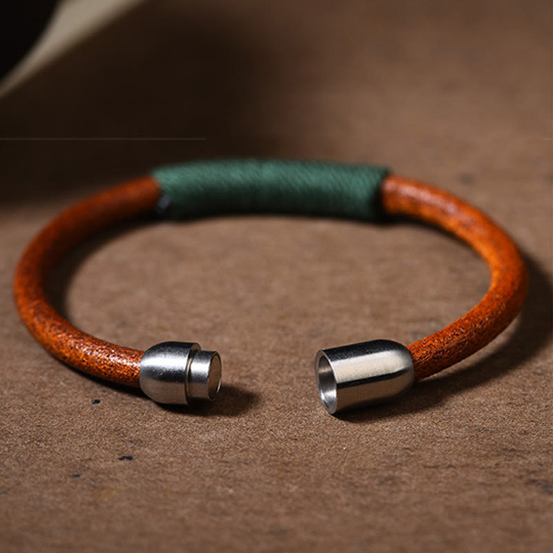 Buddha Stones Tibetan Leather Handmade Five Elements Luck Braid String Buckle Bracelet - image 4