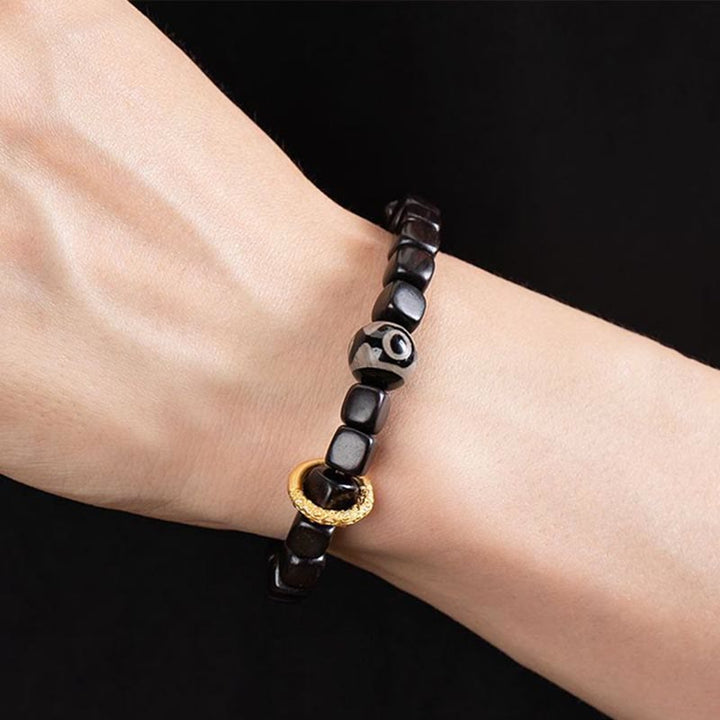 Buddha Stones Tibetan Ebony Wood Dzi Bead Balance Calm Bracelet