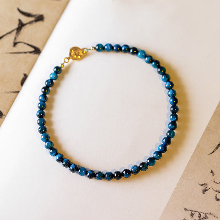 Buddha Stones Natural Blue Tiger Eye Stone Protection Chain Bracelet