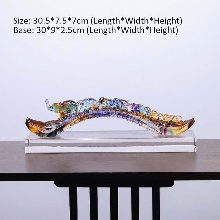 Handmade Liuli Crystal Ruyi Elephant Art Piece Home Decoration With Crystal Base - 30.5*7.5*7cm - image 6