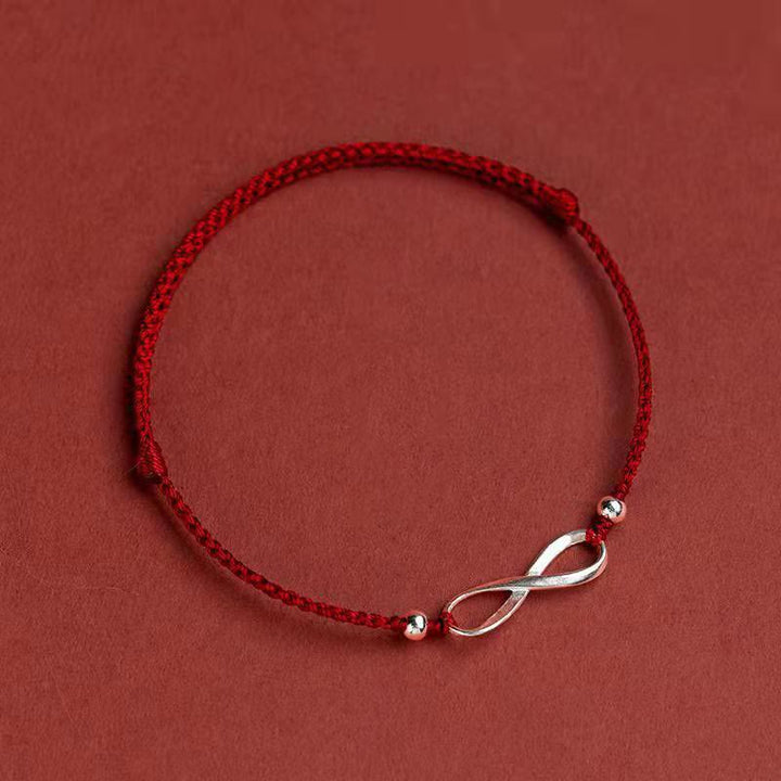 Buddha Stones 925 Sterling Silver Endless Knot Protection Luck Red String Bracelet Anklet - Dark Red - Bracelet(Wrist Circumference 15-20cm) - image 13