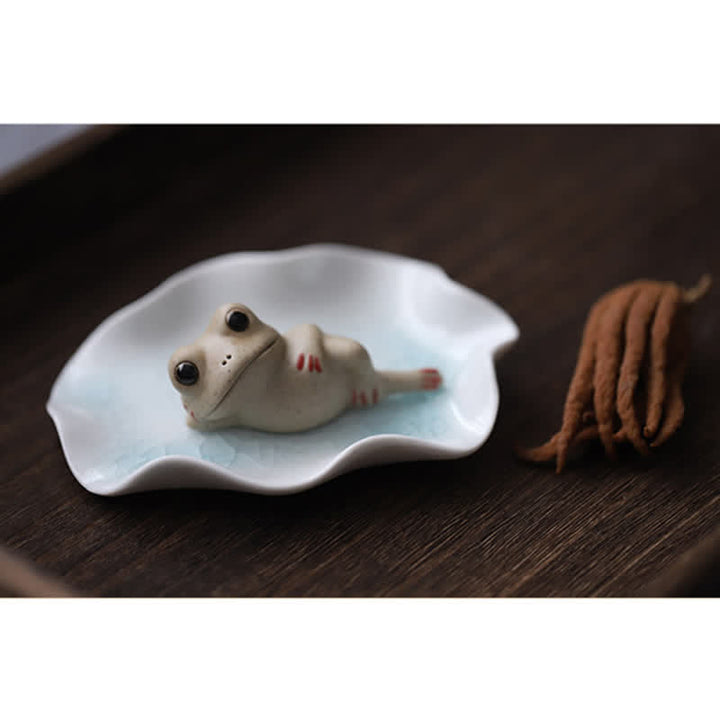 Meditating Ceramic Small Frog Statue Decoration - image 6