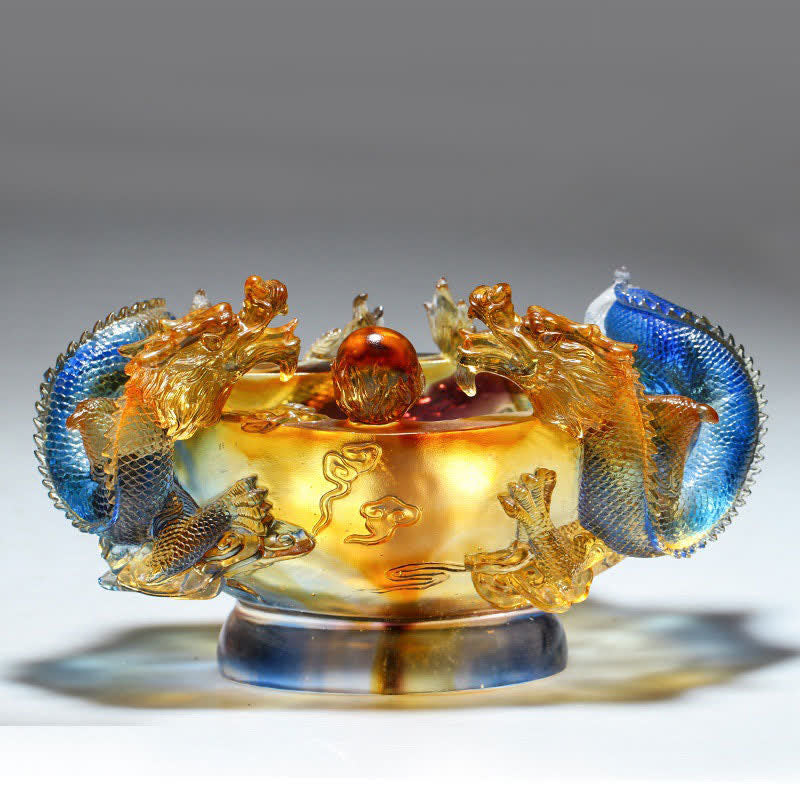 Feng Shui Chinese Zodiac Dragon Handmade Liuli Crystal Art Piece Protection Home Office Decoration - image 0