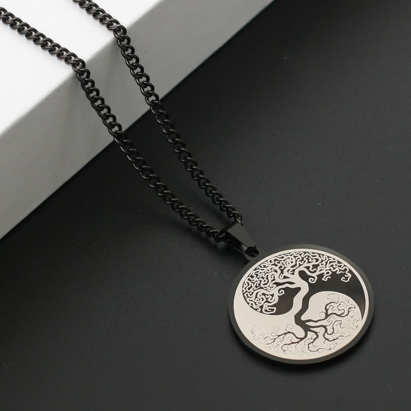 Buddha Stones The Tree of Life Titanium Steel Connection Necklace Pendant - image 4