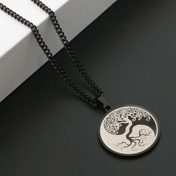 Buddha Stones The Tree of Life Titanium Steel Connection Necklace Pendant - image 4