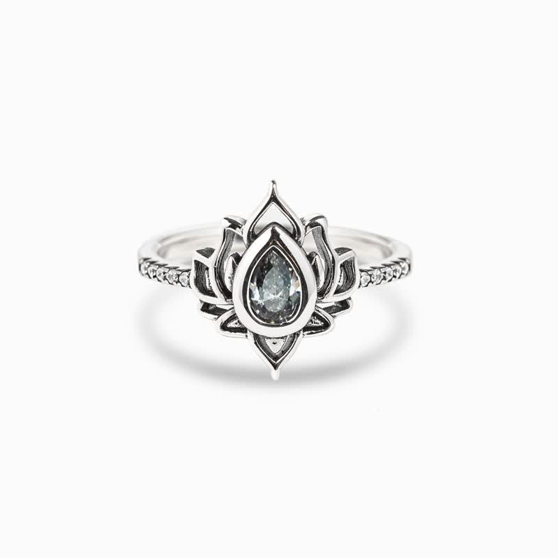 Buddha Stones Sterling Silver Lotus Zircon Blessing Protection Ring - Silver - US12 - image 18