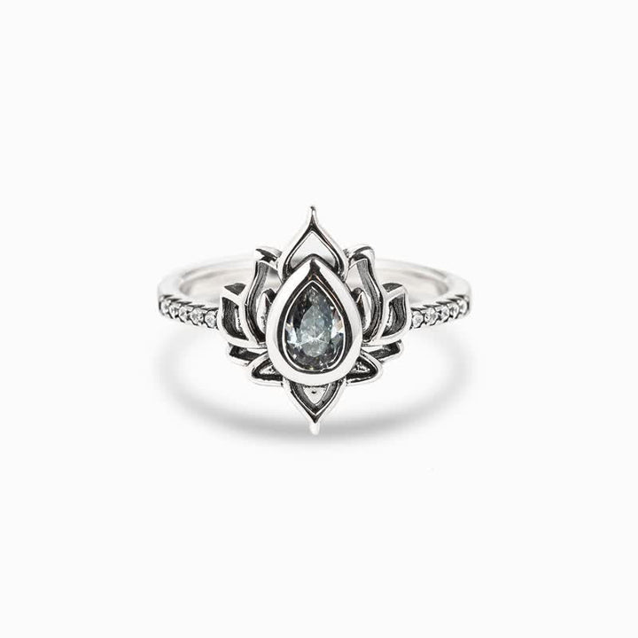 Buddha Stones Sterling Silver Lotus Zircon Blessing Protection Ring - Silver - US12 - image 18