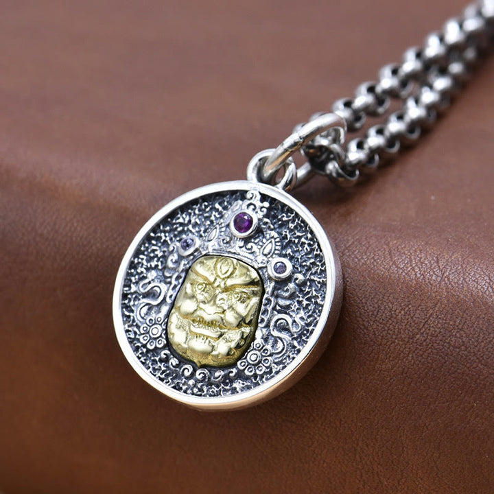 Buddha Stones 925 Sterling Silver Zakiram Goddess of Wealth Dorje Vajra Spiritual Necklace Pendant - image 5