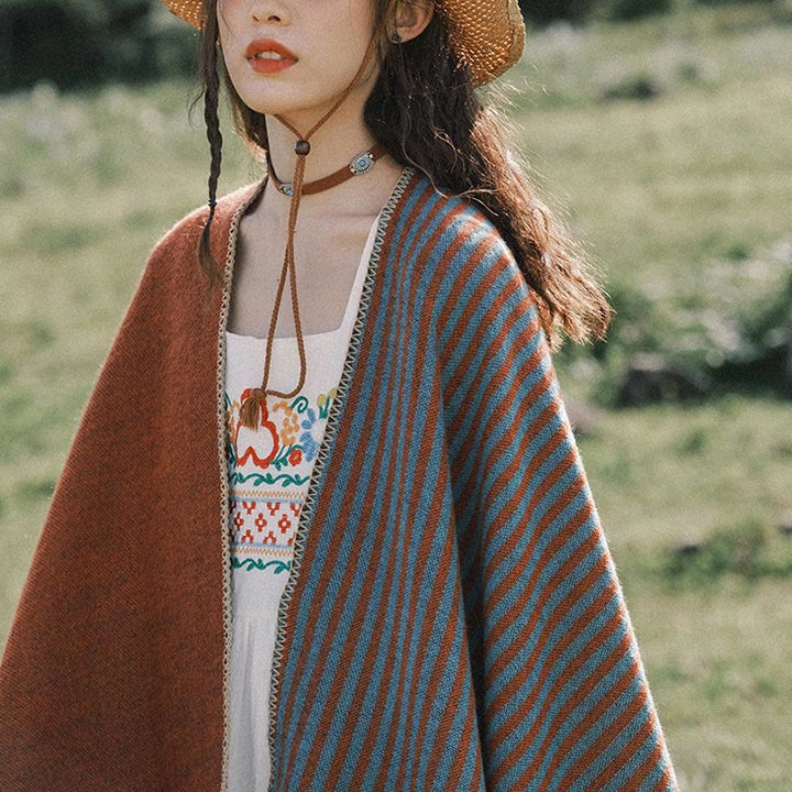 Tibetan Shawl Striped Diamond Pattern Winter Warm Soft Scarf - image 3