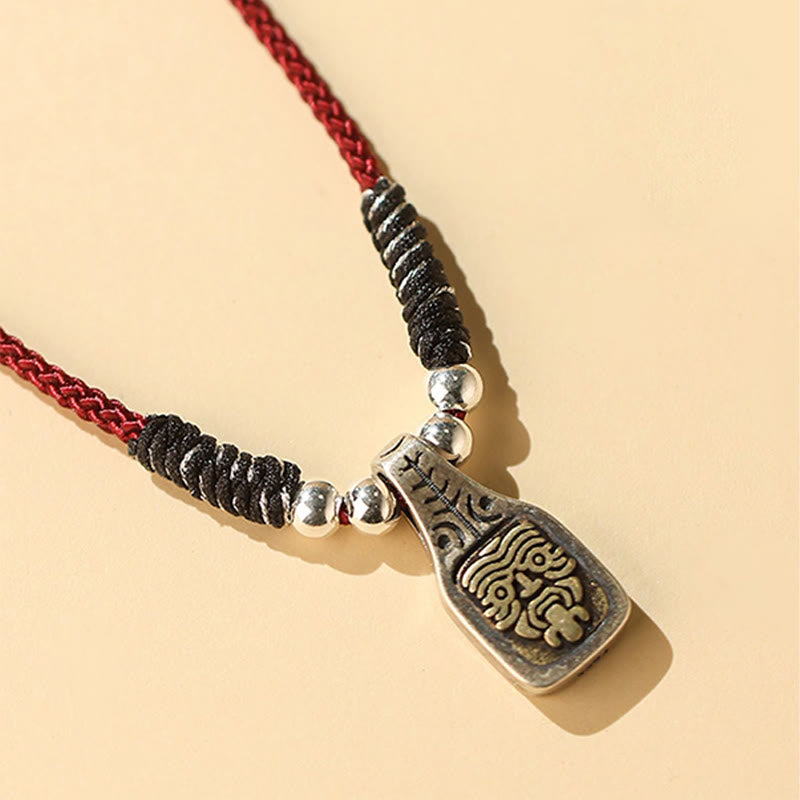 Buddha Stones Tibetan 925 Sterling Silver Zakiram Goddess of Wealth Protection Rope Necklace Pendant - image 3