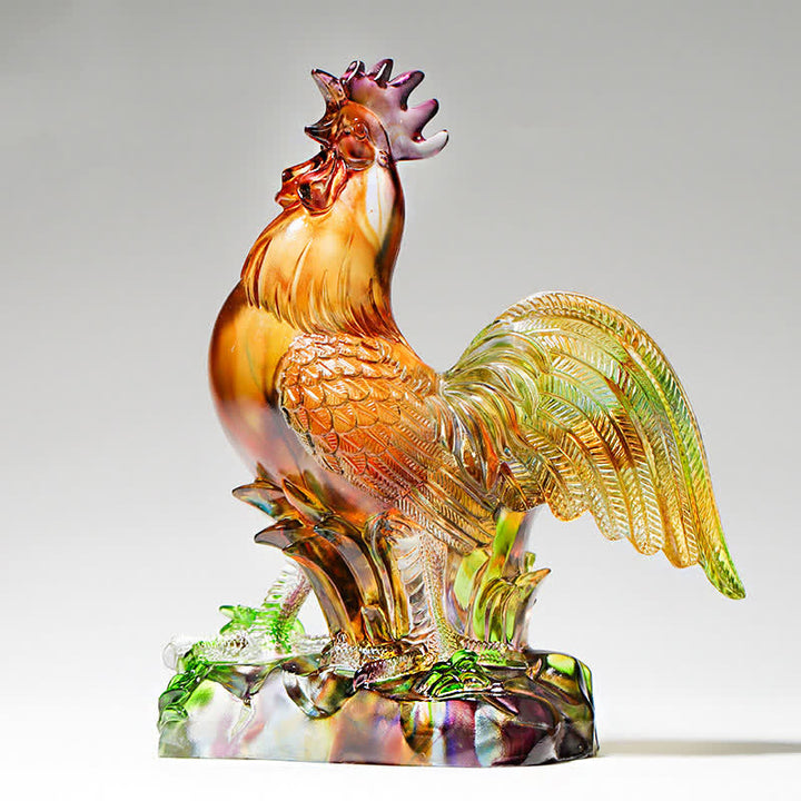 Handmade Liuli Crystal Rooster Art Piece Home Decoration - image 0