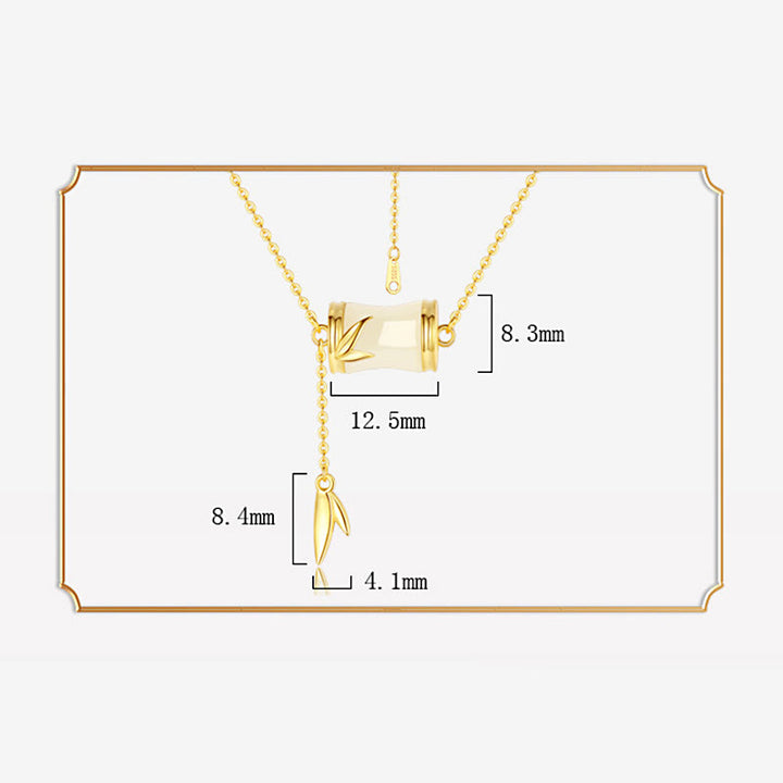 Buddha Stones 925 Sterling Silver 22K Gold Hetian White Jade Bamboo Leaf Luck Necklace Pendant Bracelet - image 5
