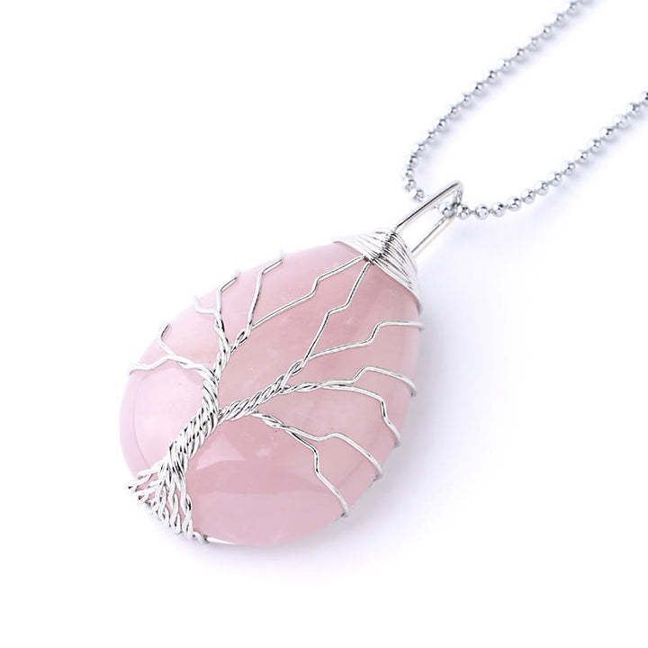 Buddha Stones Natural Quartz Crystal Tree Of Life Healing Energy Necklace Pendant - image 39