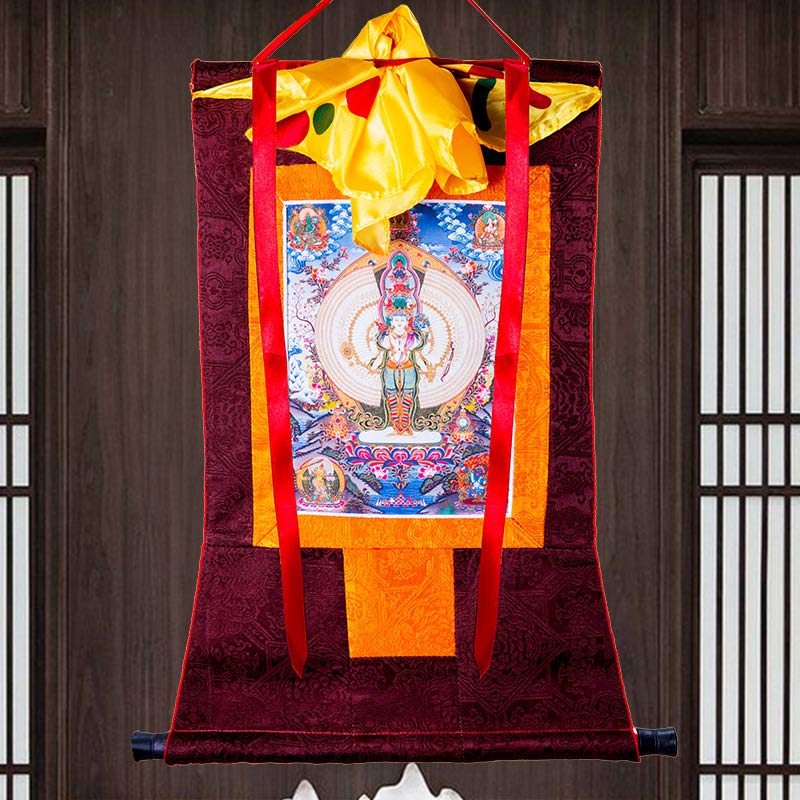 Tibetan Thousand-handed Avalokitesvara Framed Thangka Blessing Decoration - image 8
