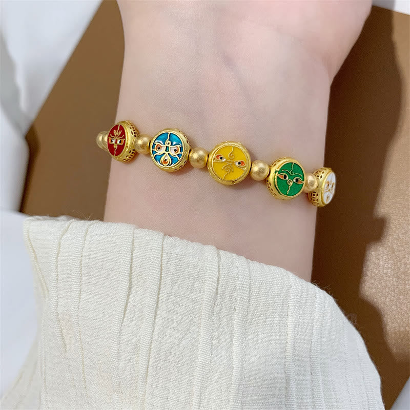 Buddha Stones Tibetan Five God Of Wealth Copper Beads Luck Bracelet