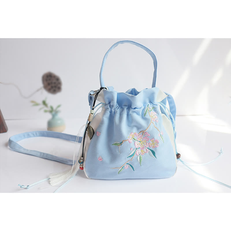 Buddha Stones Handmade Embroidered Flowers Canvas Tote Shoulder Bag Handbag - image 32
