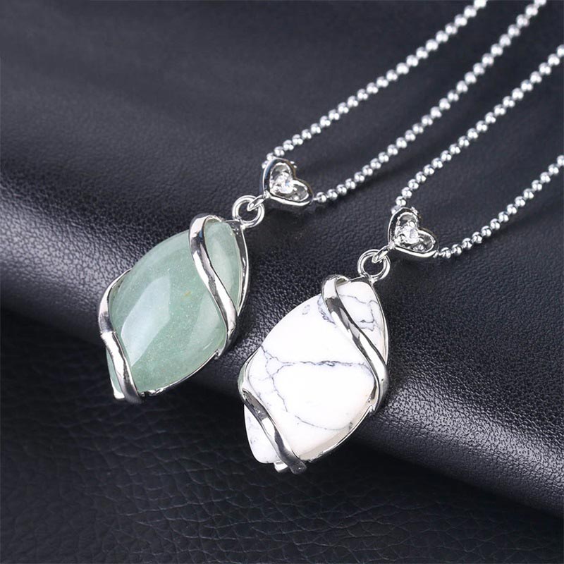 Buddha Stones Marquise Pattern Natural Crystal Stone Charm Necklace Pendant - image 30