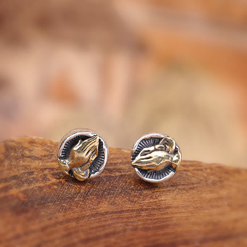 925 Sterling Silver Namaste Equality Stud Earrings - image 3