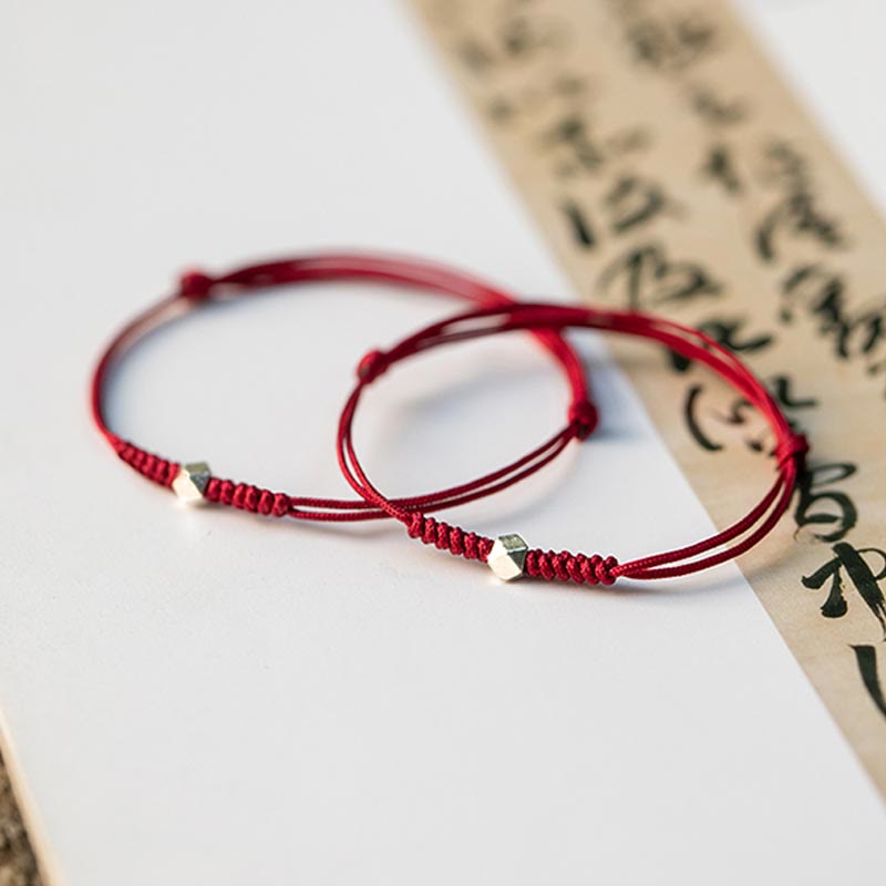 Buddha Stones 925 Sterling Silver Luck Bead Protection Red String Thin Cord Braided Bracelet - image 15