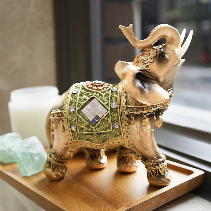 Buddha Stones Lucky Feng Shui Green Elephant Statue Sculpture Wealth Figurine Gift Home Decoration - image 8