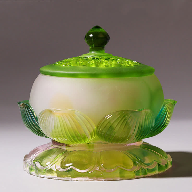 Feng Shui Lotus Handmade Liuli Crystal Art Piece Home Office Offering Decoration - image 16