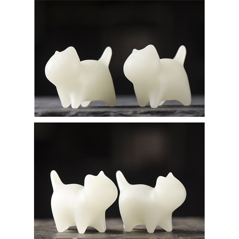 Buddha Stones 2Pcs Mini Cute Cat Glowstone Luminous Lucky Cat Energy Decoration - image 8