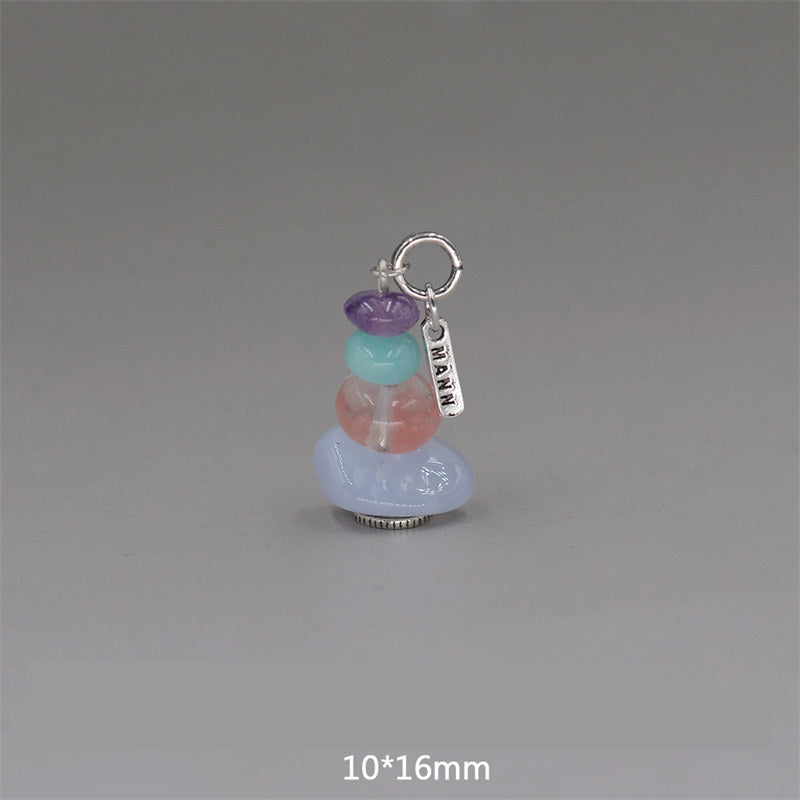 Buddha Stones Zen Cairn Labradorite Various Crystals Calm Pendant Necklace - Amethyst&Amazonite&Blue Chalcedony Pendant 10*16mm - image 27