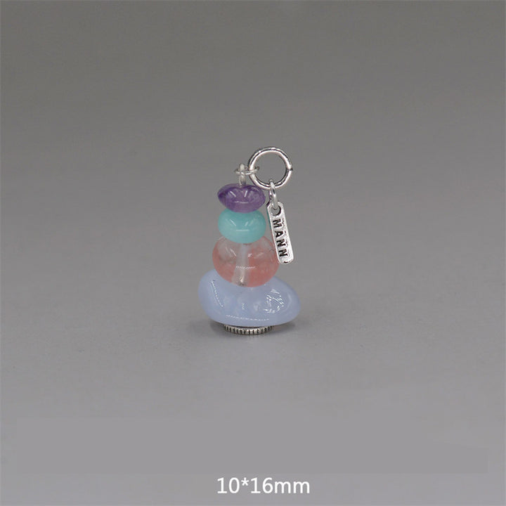 Buddha Stones Zen Cairn Labradorite Various Crystals Calm Pendant Necklace - Amethyst&Amazonite&Blue Chalcedony Pendant 10*16mm - image 27