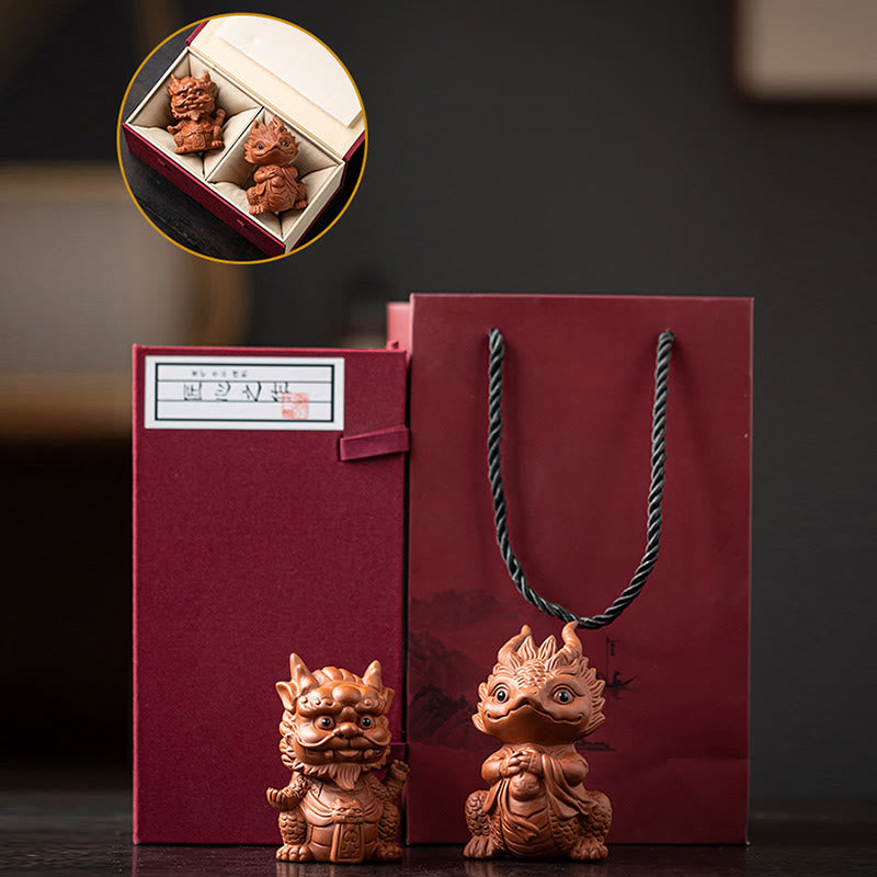 Buddha Stones Luck Dragon Wealth Tea Pet Purple Clay Figurine Decoration - image 28