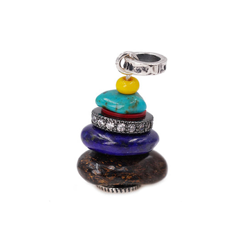 Buddha Stones Zen Cairn Labradorite Various Crystals Calm Pendant Necklace - Picture Jasper&Lazurite Pendant 10*16mm - image 35