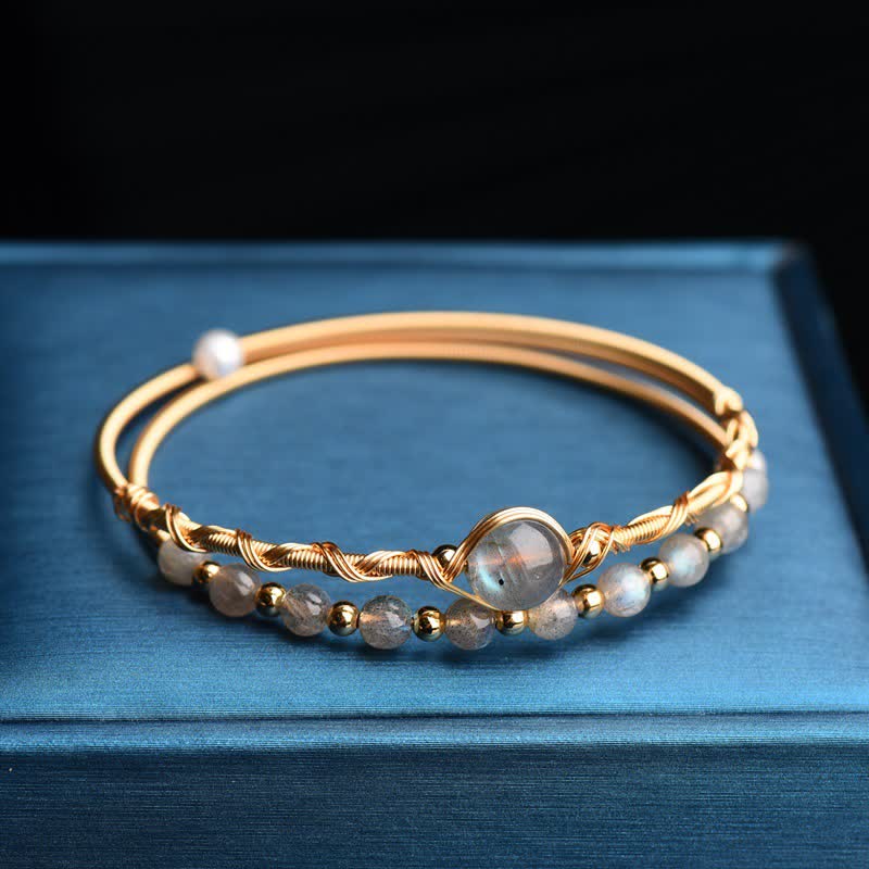 Buddha Stones Moonstone Healing Love Bracelet Bangle - image 4