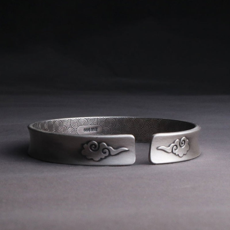 999 Sterling Silver Yin Yang Auspicious Clouds Balance Harmony Bracelet - image 5