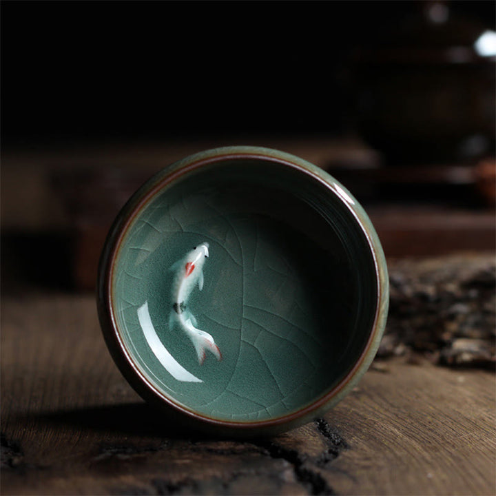 Buddha Stones Colorful Koi Fish Ceramic Teacup Kung Fu Tea Cup Bowl - One Colorful Koi Fish 7.8cm*3.4cm*60ml - image 13