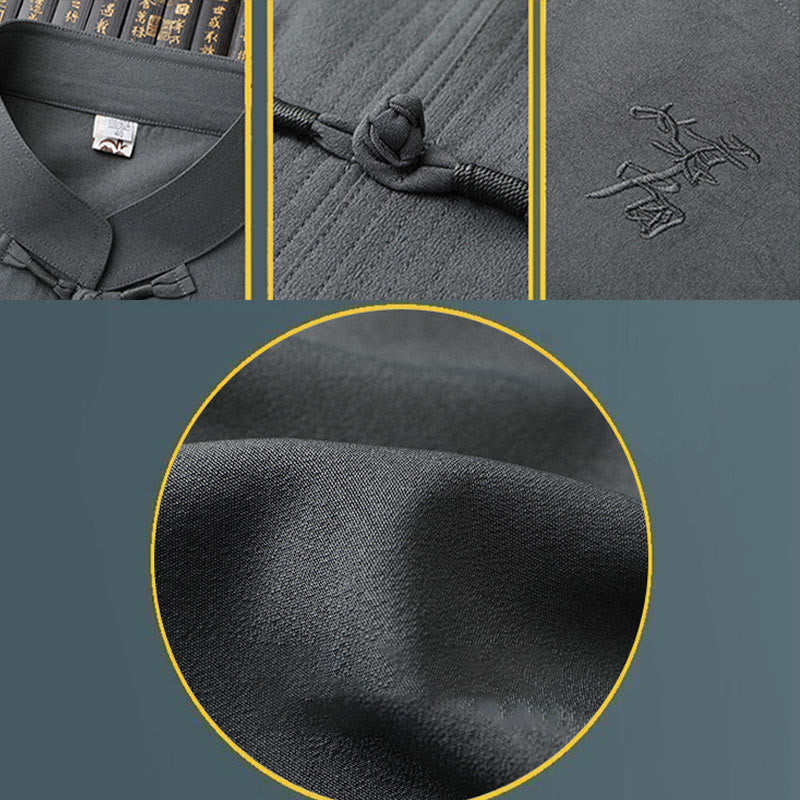 Buddha Stones Tang Suit Hanfu Chinese Dragon Traditional Kung Fu Uniform Short Sleeve Tops and Pants Clothing Men's Set - image 13