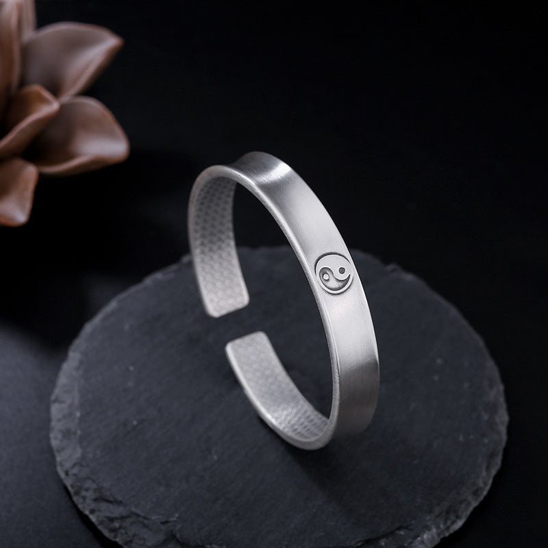 999 Sterling Silver Yin Yang Auspicious Clouds Balance Harmony Bracelet - Yin Yang - image 9