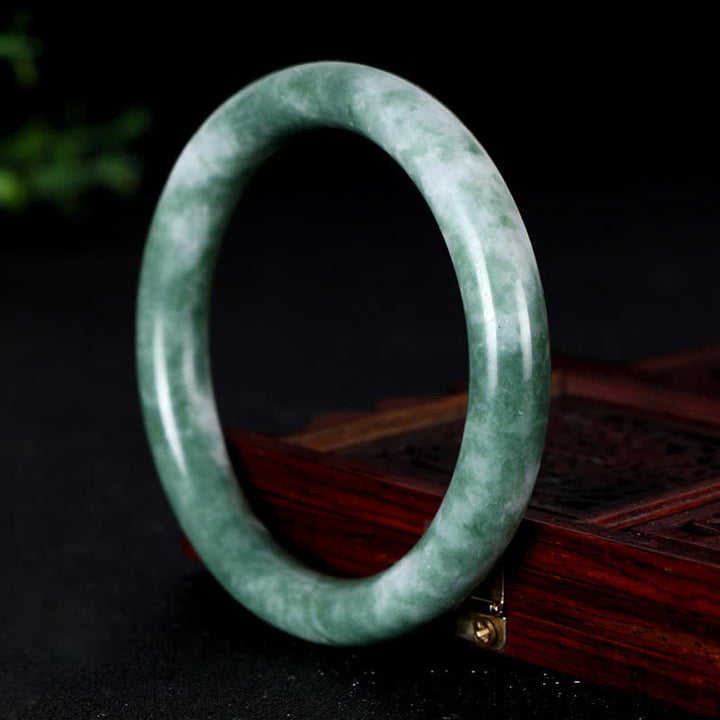 Buddha Stones Natural Jade Luck Abundance Bangle Bracelet - 60-62mm - image 0