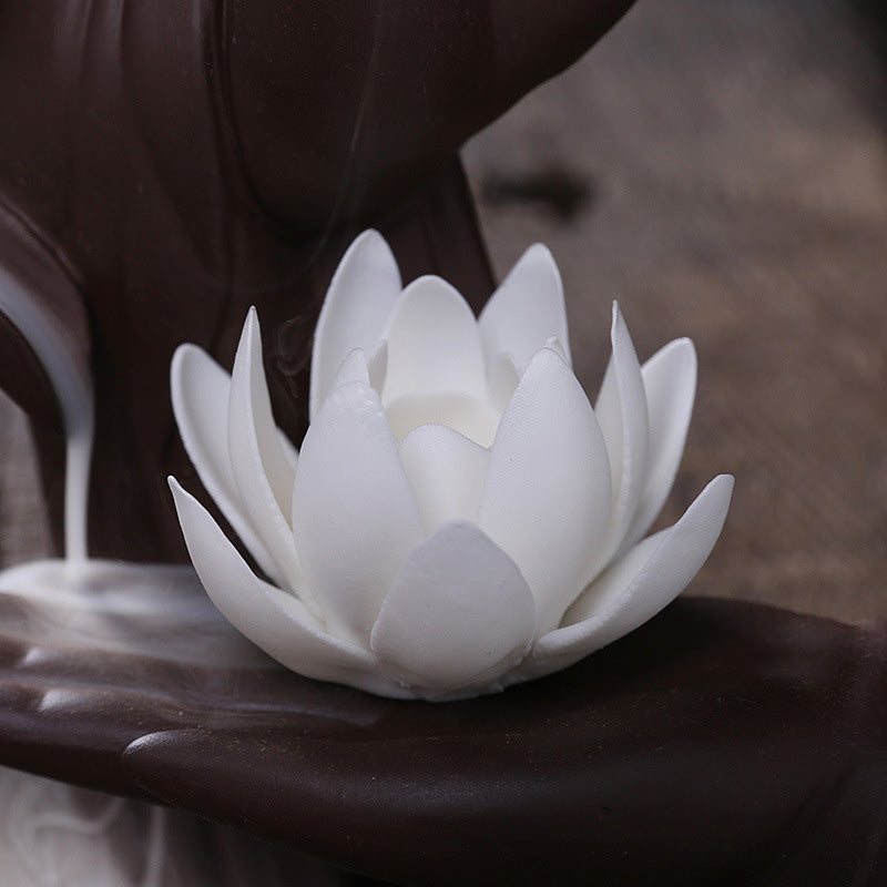 Buddha Stones Tibetan Lotus Blessing Incense Burner Decoration - image 4