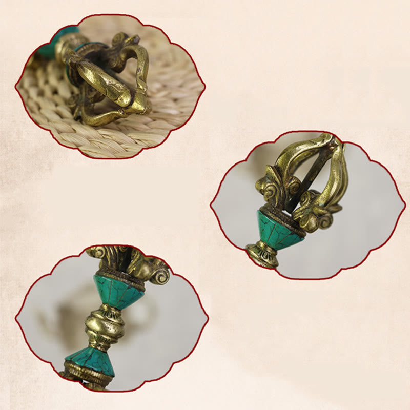 Buddha Stones Tibetan Five Prong Vajra Dorje Handcrafted Nepal Spiritual Power Copper Decoration - image 9