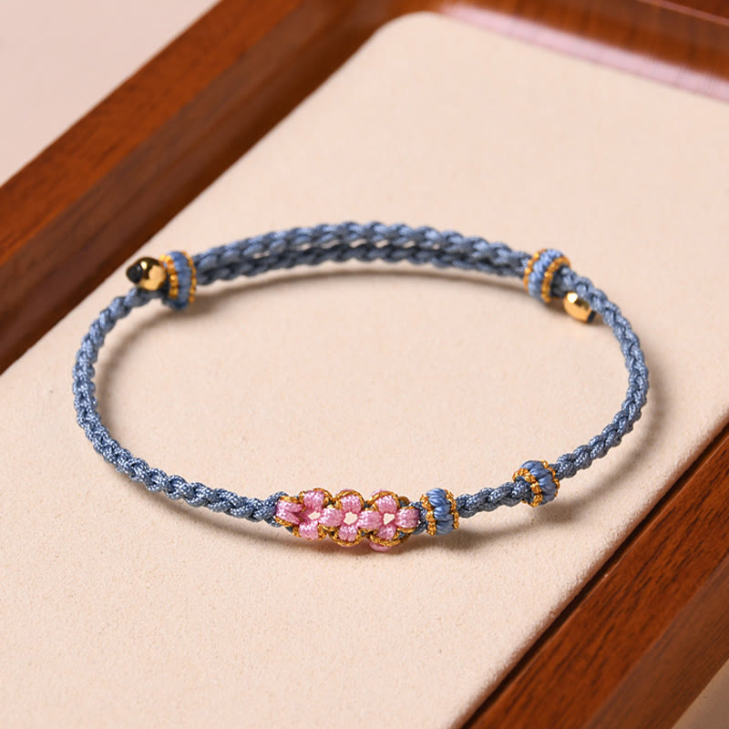 Buddha Stones Handmade Peach Blossom Protection Braided Rope Bracelet