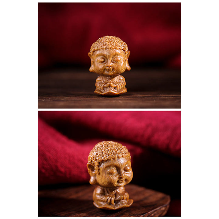 Chinese Zodiac Natal Buddha Green Sandalwood Lotus Engraved Positive Home Decoration - image 13
