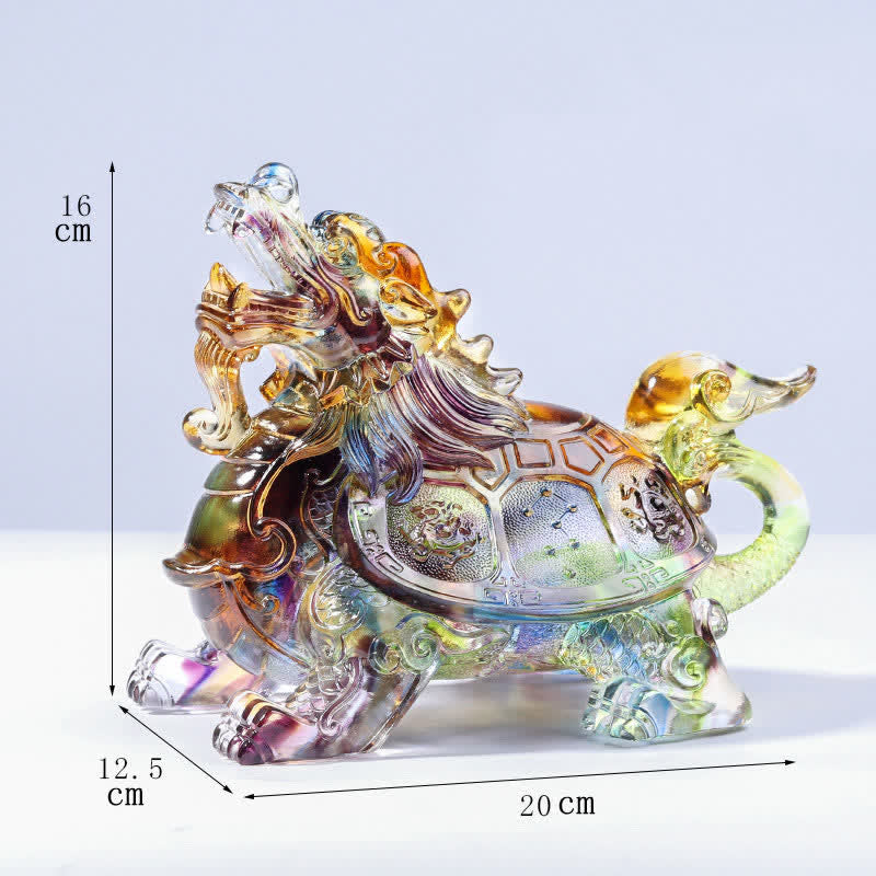 Feng Shui Dragon Turtle Handmade Liuli Crystal Art Piece Home Office Decoration - Colorful - Medium - image 6