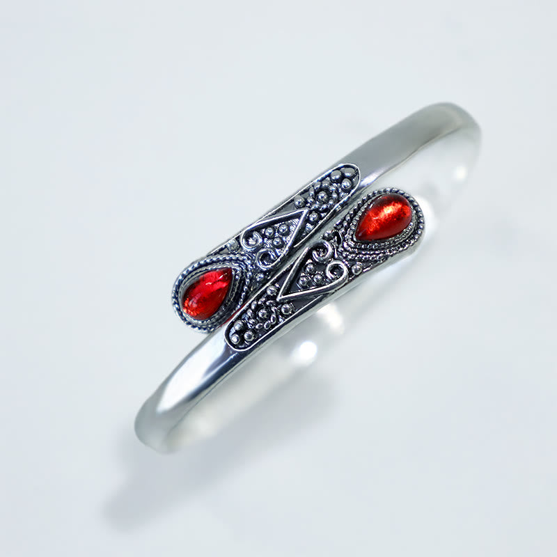 Buddha Stones Zircon Water Drop Pattern Healing Cuff Bracelet Bangle - image 9