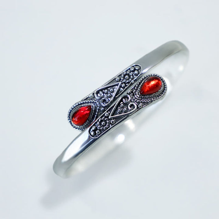 Buddha Stones Zircon Water Drop Pattern Healing Cuff Bracelet Bangle - image 9