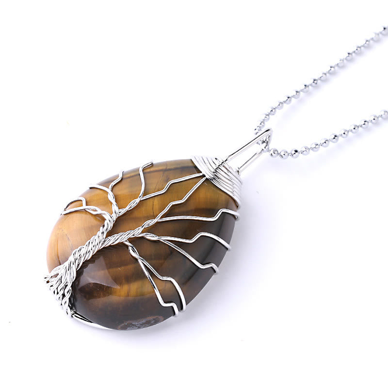 Buddha Stones Natural Quartz Crystal Tree Of Life Healing Energy Necklace Pendant - image 41