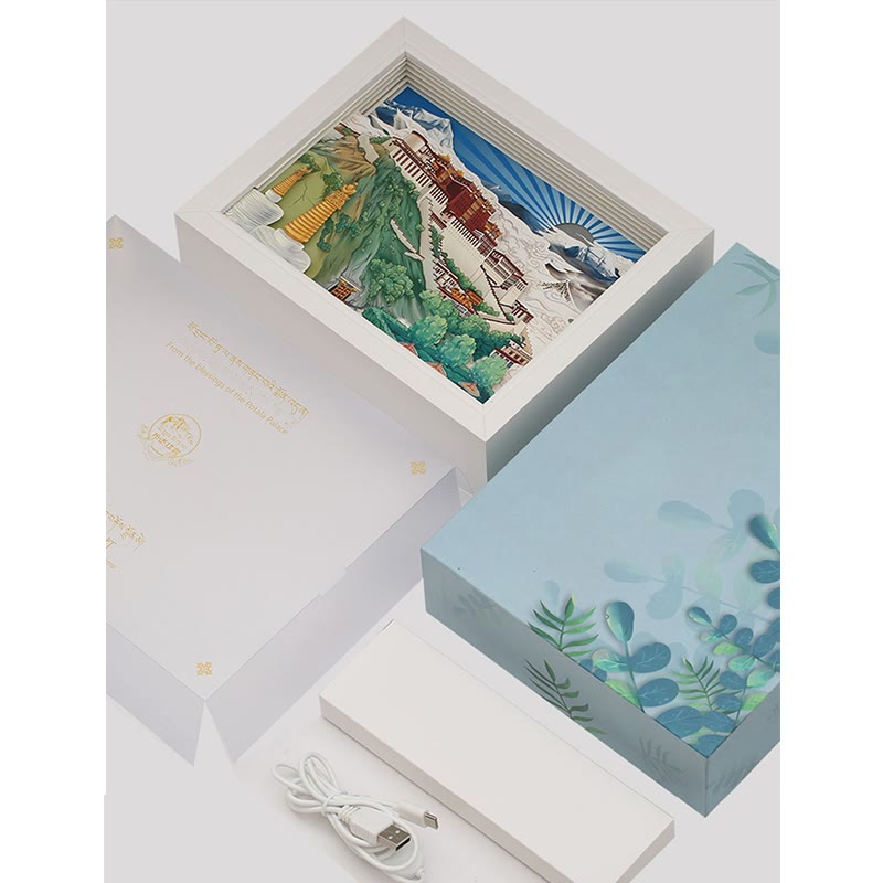 Tibet Potala Palace Paper LED Carving Lamp Art Night Lights Creative LED Table Lamp - image 13