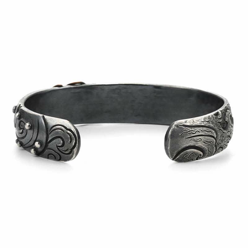 999 Sterling Silver 990 Gold Koi Fish Luck Wealth Success Bracelet Bangle - image 11