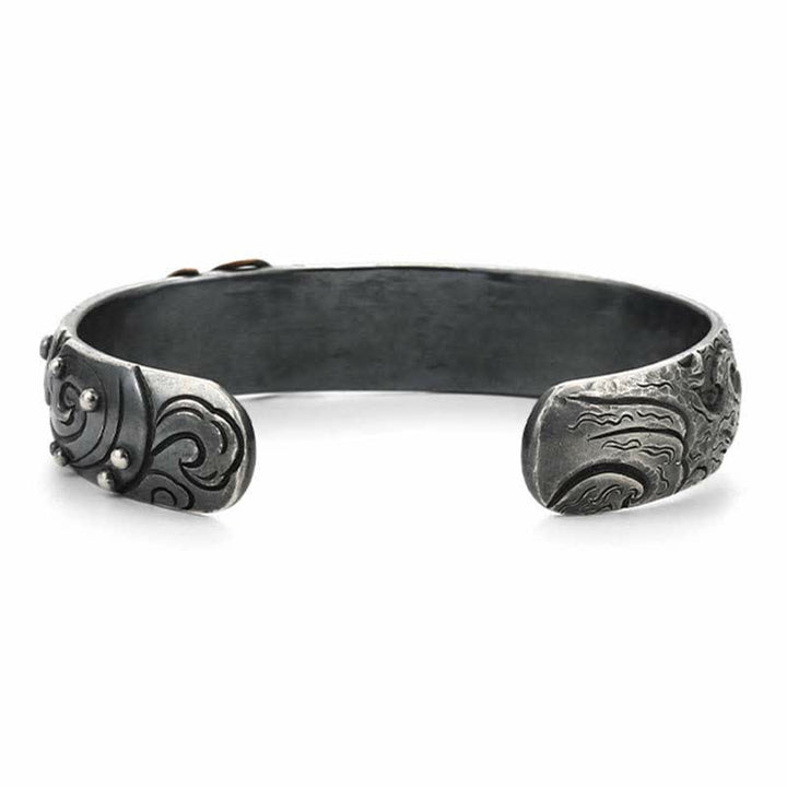 999 Sterling Silver 990 Gold Koi Fish Luck Wealth Success Bracelet Bangle - image 11