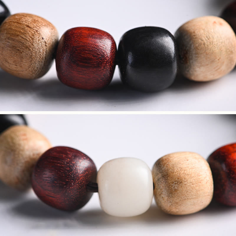 Buddha Stones Small Leaf Red Sandalwood Ebony Wood Cute Cat Engraved Protection Bracelet - image 10