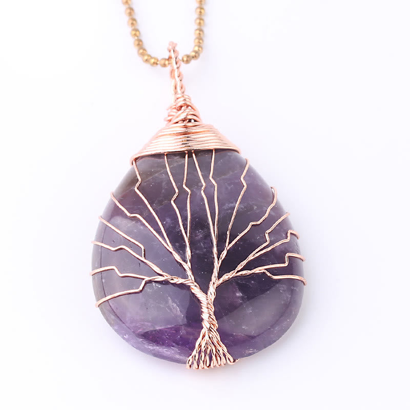 Buddha Stones Natural Quartz Crystal Tree Of Life Healing Energy Necklace Pendant - image 5