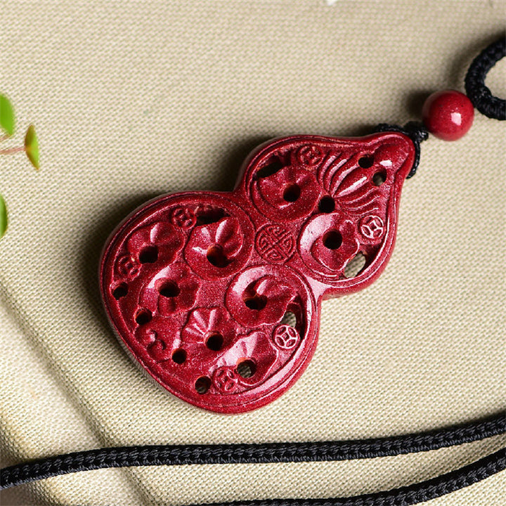 Buddha Stones Laughing Buddha Yin Yang Chinese Zodiac Gourd Natural Cinnabar Blessing Necklace Pendant - image 26